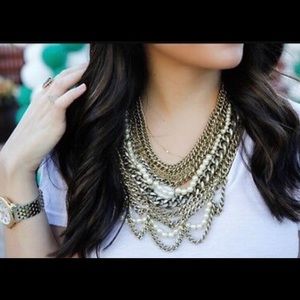BaubleBar Courtney Pearl Bib necklace gold